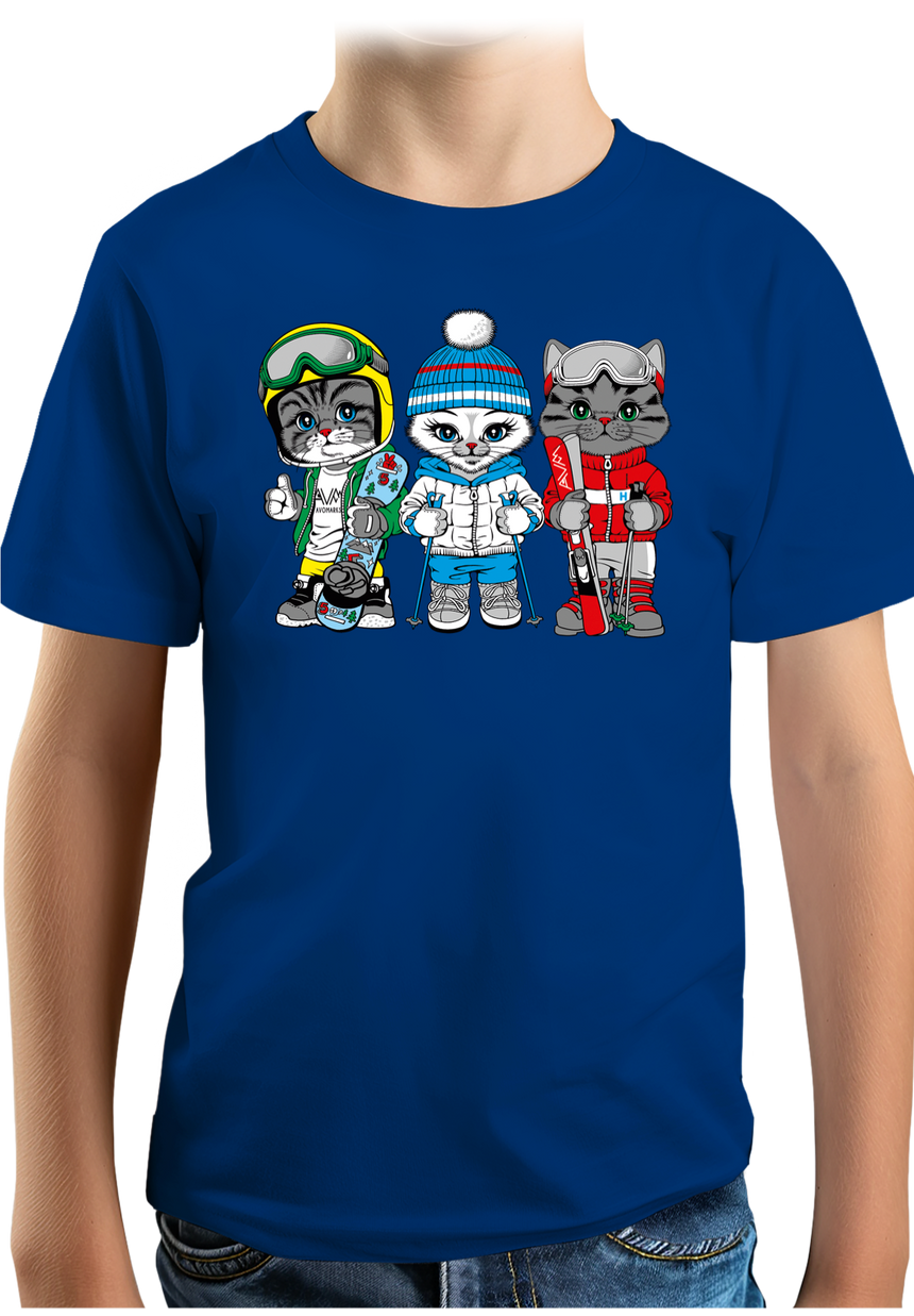 T-Shirt Garçon Les chats au ski (recto/verso)