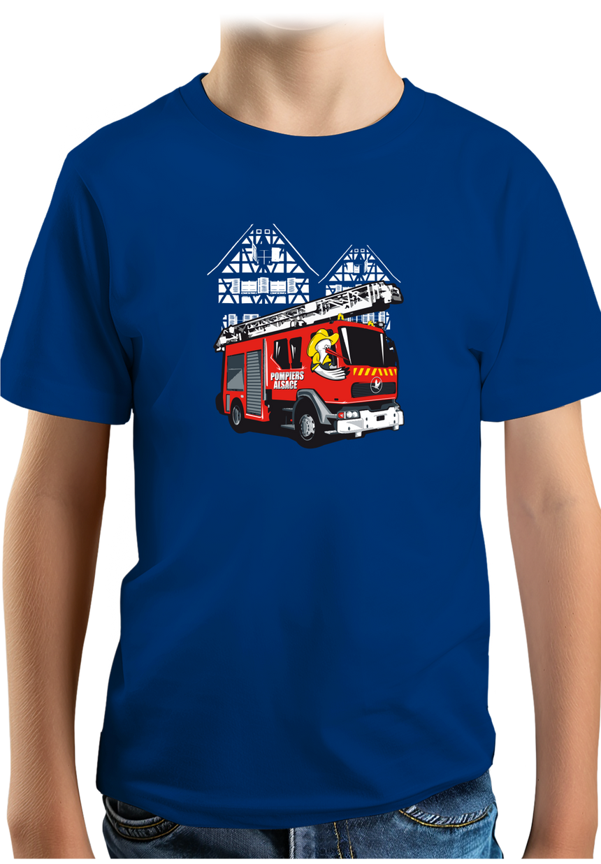 T-Shirt Garçon Les cigognes, les Pompiers Alsacien