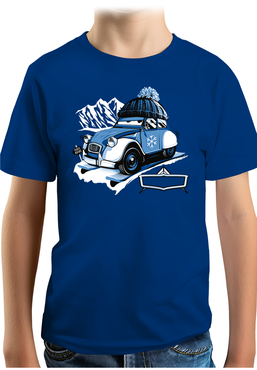 T-Shirt Garçon Voiture 2CV au ski