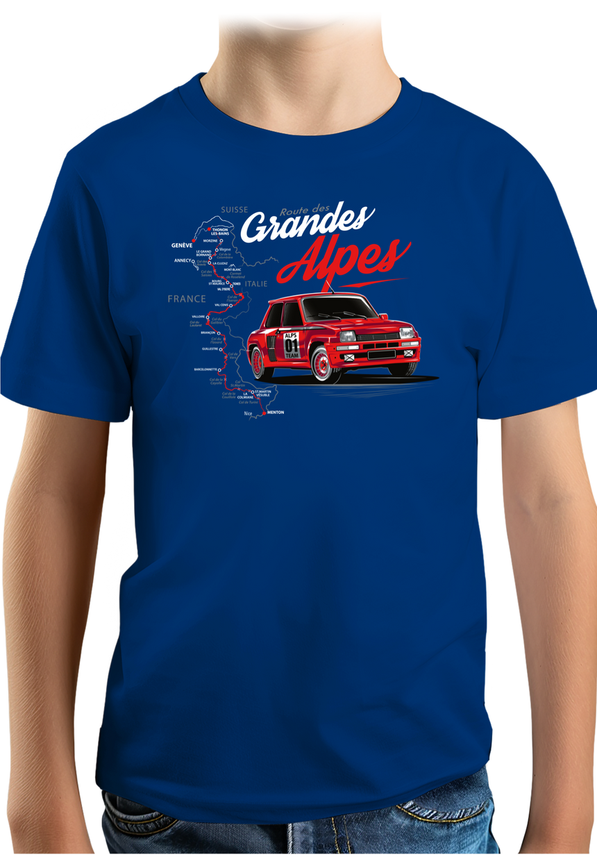 T-Shirt Garçon La route des grandes Alpes en voiture