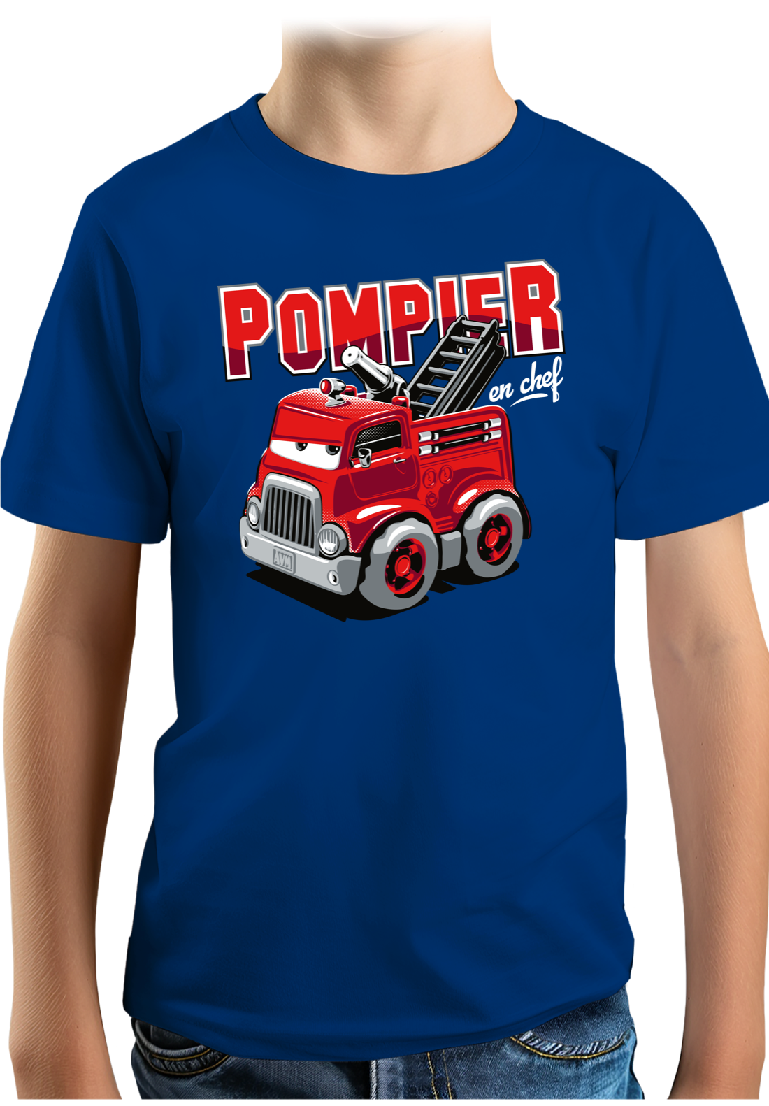 T-Shirt Garçon Camion de pompier dessin animé