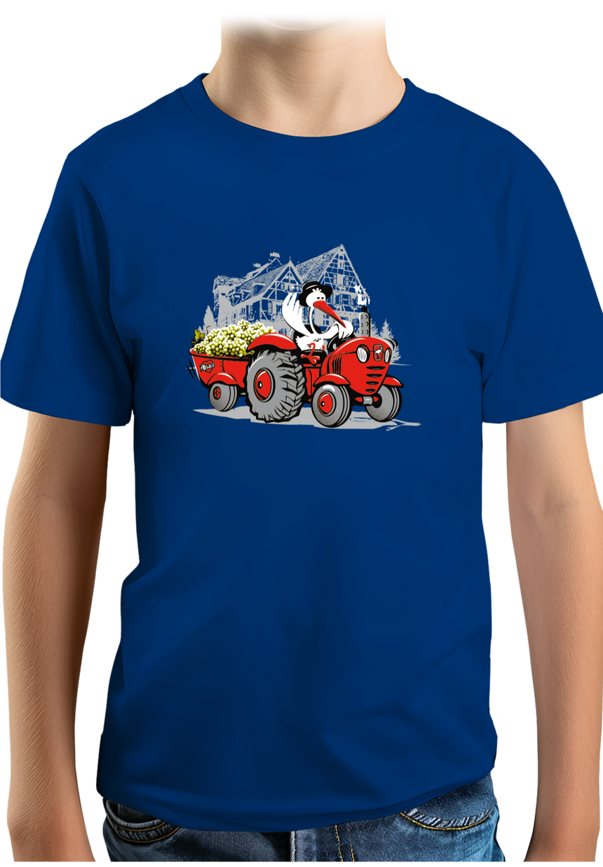 T-Shirt Garçon Les vendanges Alsaciennes avec cigogne