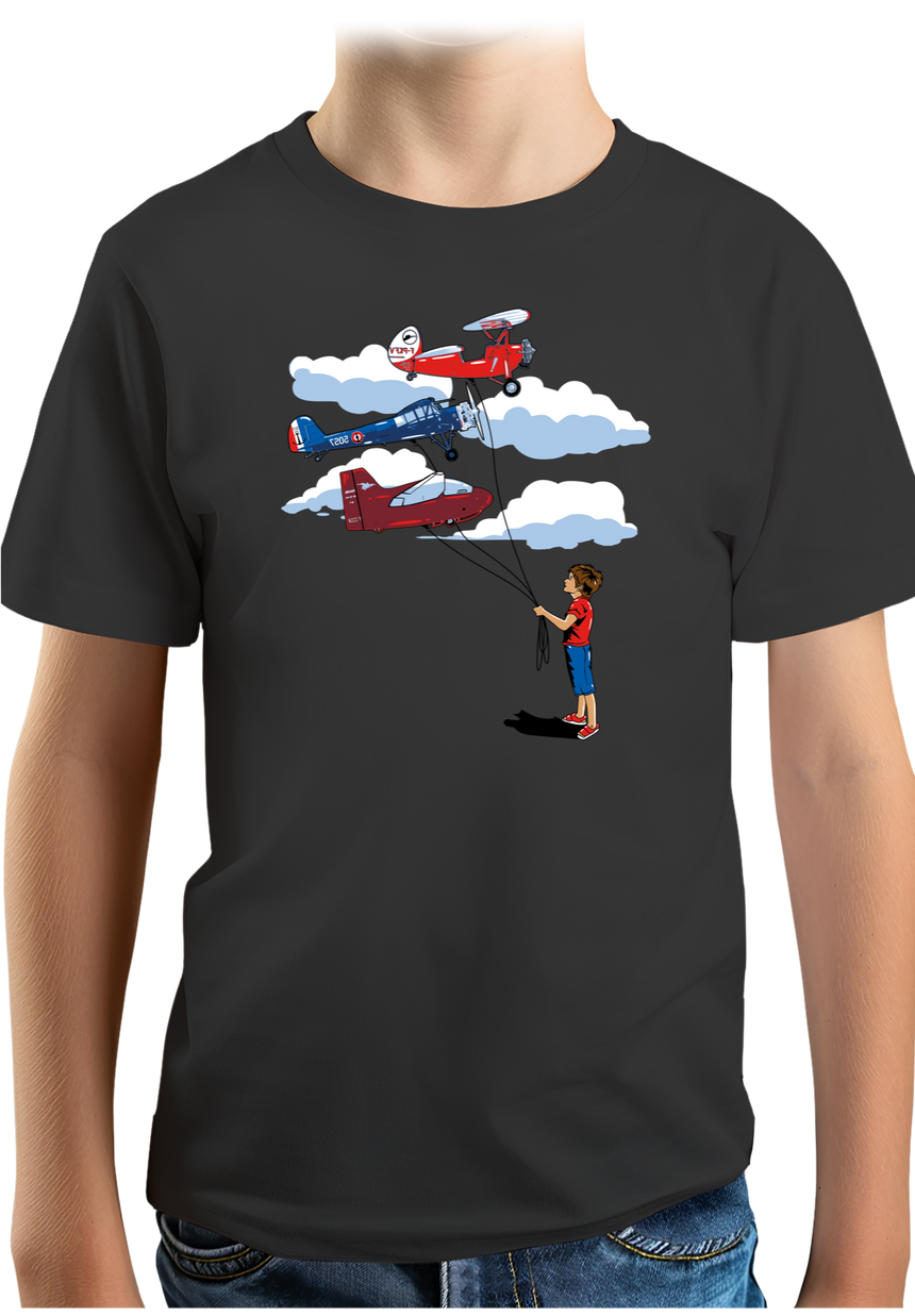 T-Shirt Garçon Enfant Avec 3 ballons Avion