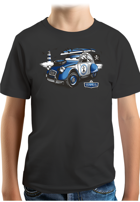 T-Shirt Garçon 2 cv sur la route de la Bretagne