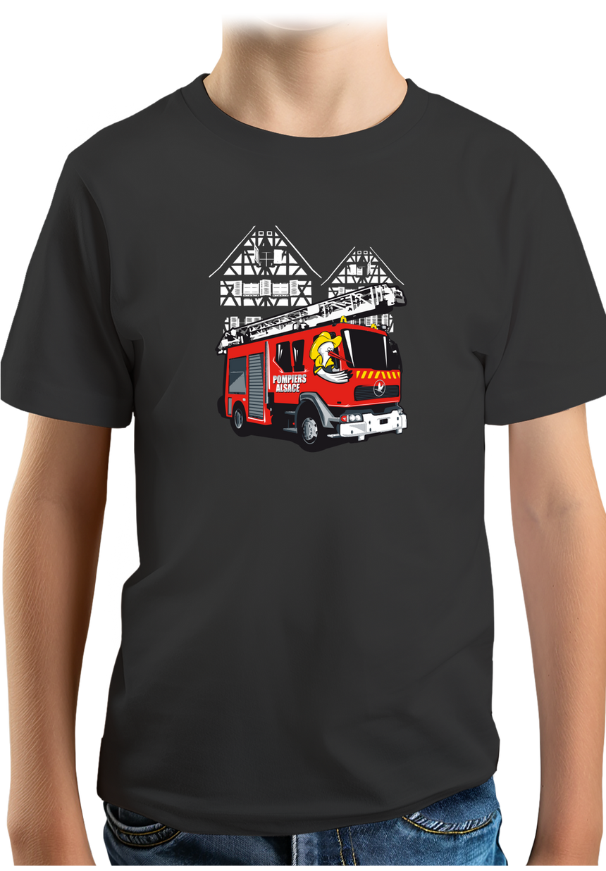 T-Shirt Garçon Les cigognes, les Pompiers Alsacien