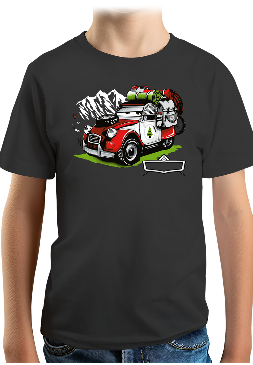 T-Shirt Garçon Voiture 2CV à la montagne