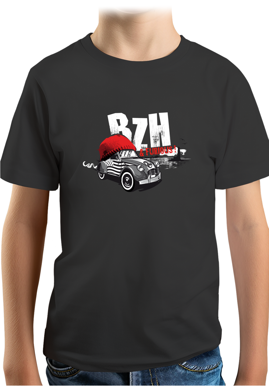 T-Shirt Garçon Voiture 2CV de Bretagne, BZH & Furious