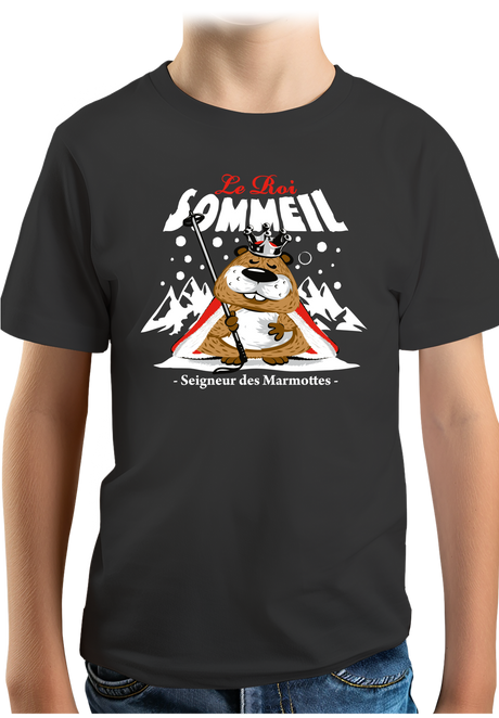 T-Shirt Garçon Le roi sommeil, seigneur des marmottes