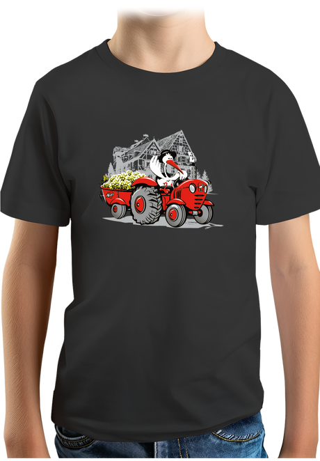 T-Shirt Garçon Les vendanges Alsaciennes avec cigogne