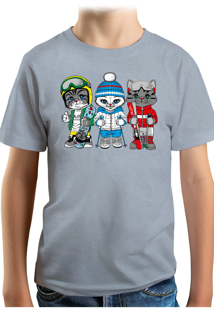T-Shirt Garçon Les chats au ski (recto/verso)