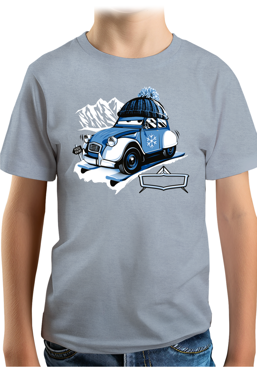 T-Shirt Garçon Voiture 2CV au ski