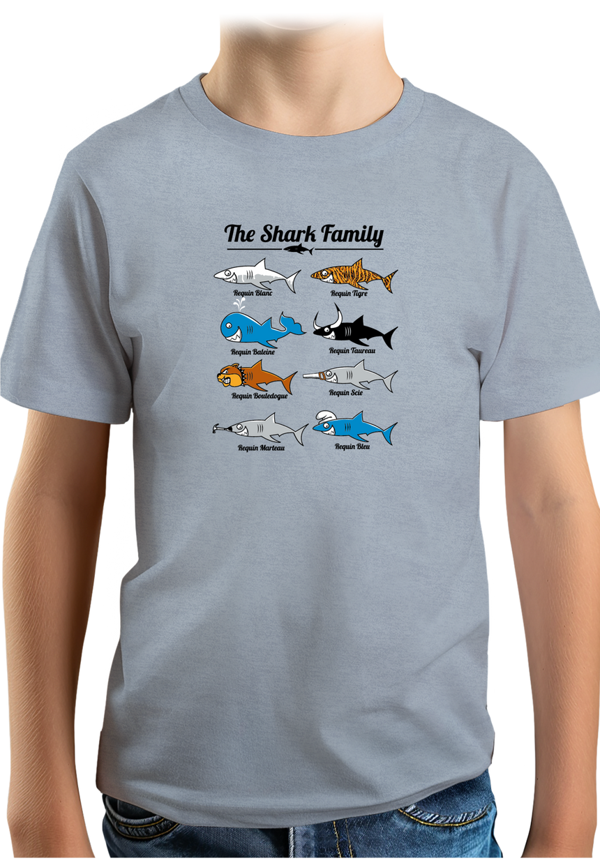 T-Shirt Garçon La famille requin