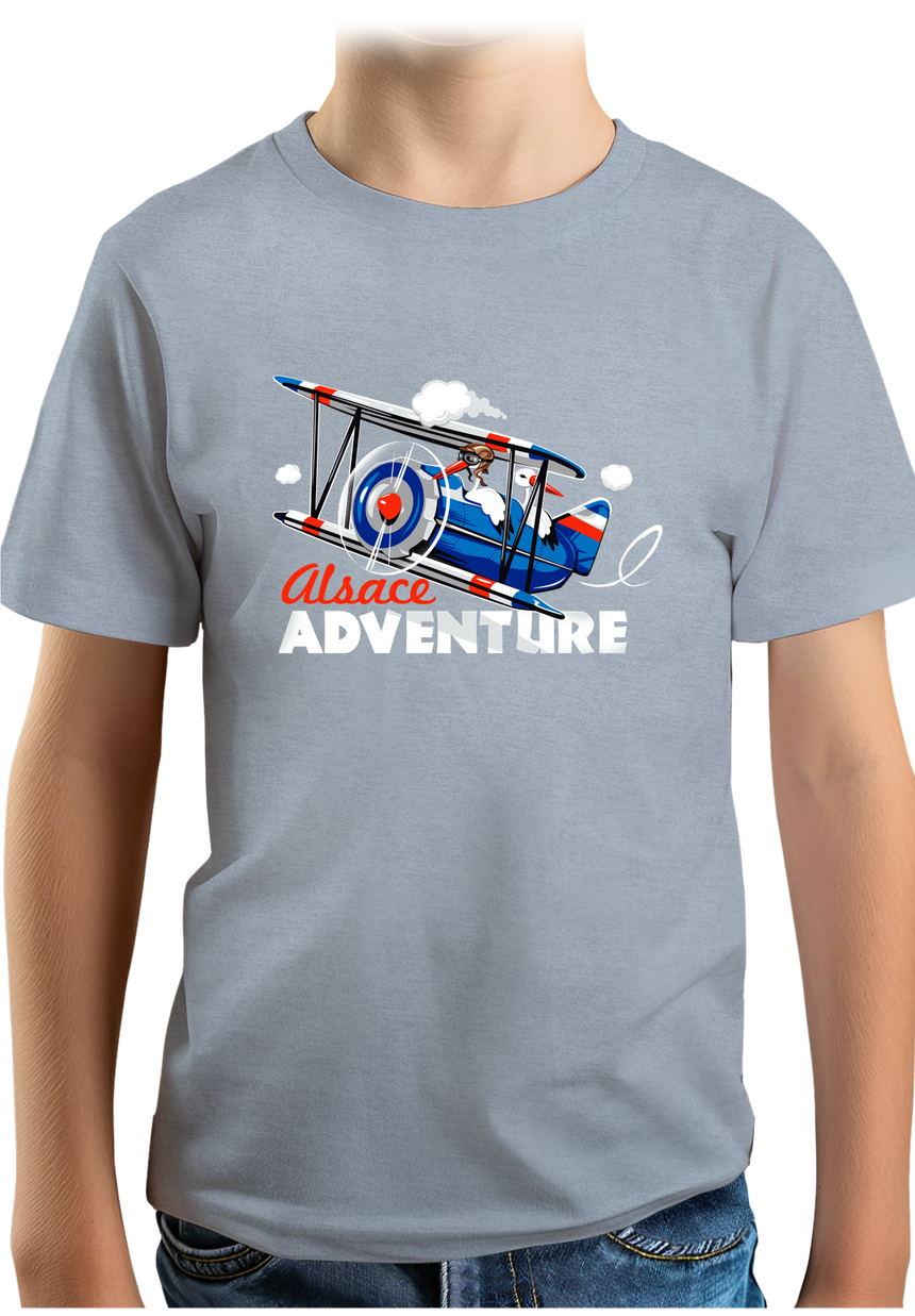 T-Shirt Garçon Cigogne dans l'avion en Alsace
