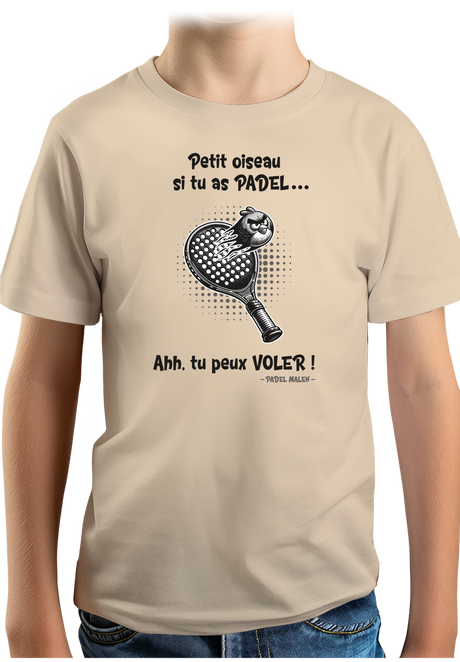 T-Shirt Garçon Padel avec l'oiseau énervé