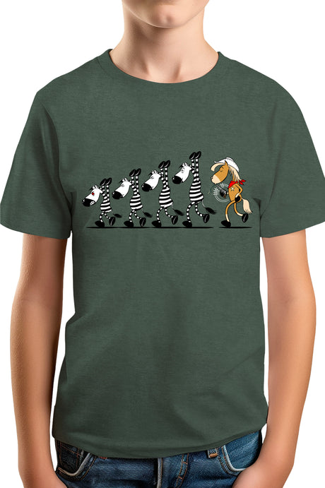 T-Shirt Garçon Fin De Cavale zèbre et cheval