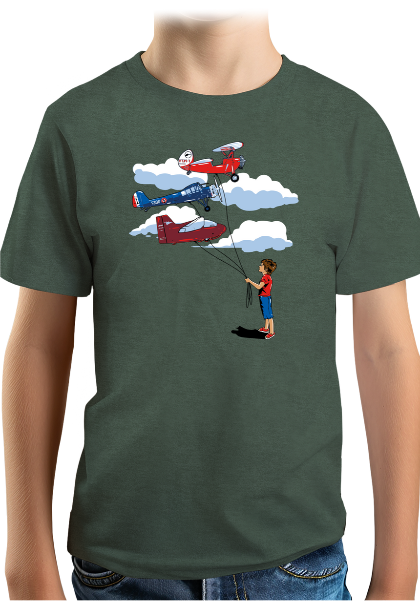 T-Shirt Garçon Enfant Avec 3 ballons Avion