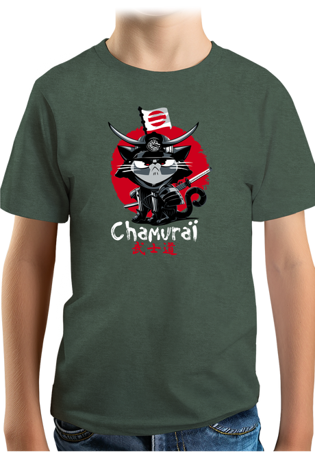 T-Shirt Garçon Chat en samouraï