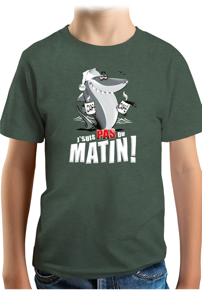 T-Shirt Garçon Requin je suis pas du matin