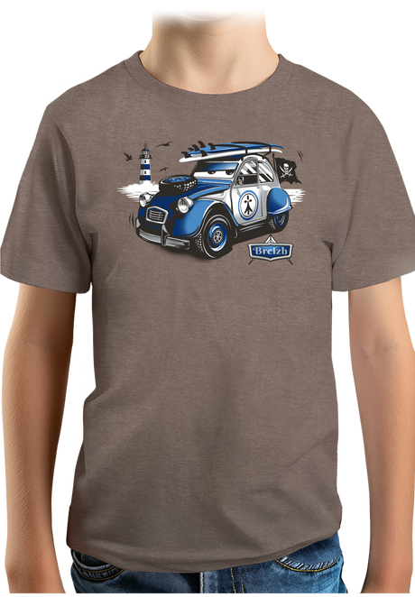 T-Shirt Garçon 2 cv sur la route de la Bretagne