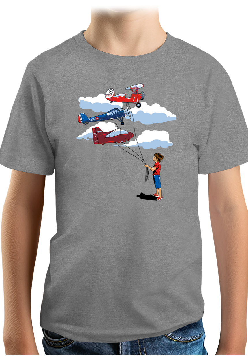 T-Shirt Garçon Enfant Avec 3 ballons Avion