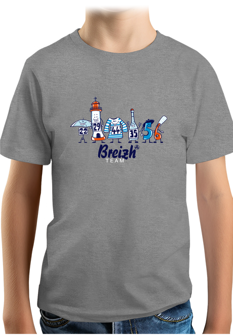 T-Shirt Garçon Breizh team, les départements de Bretagne