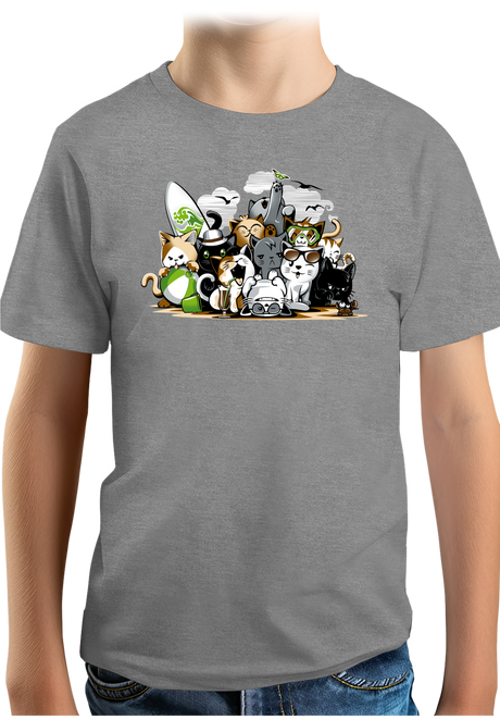 T-Shirt Garçon Chats à la mer, sur la plage faisant du surf