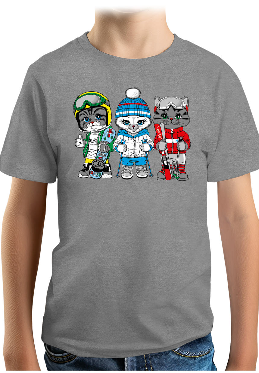 T-Shirt Garçon Les chats au ski (recto/verso)