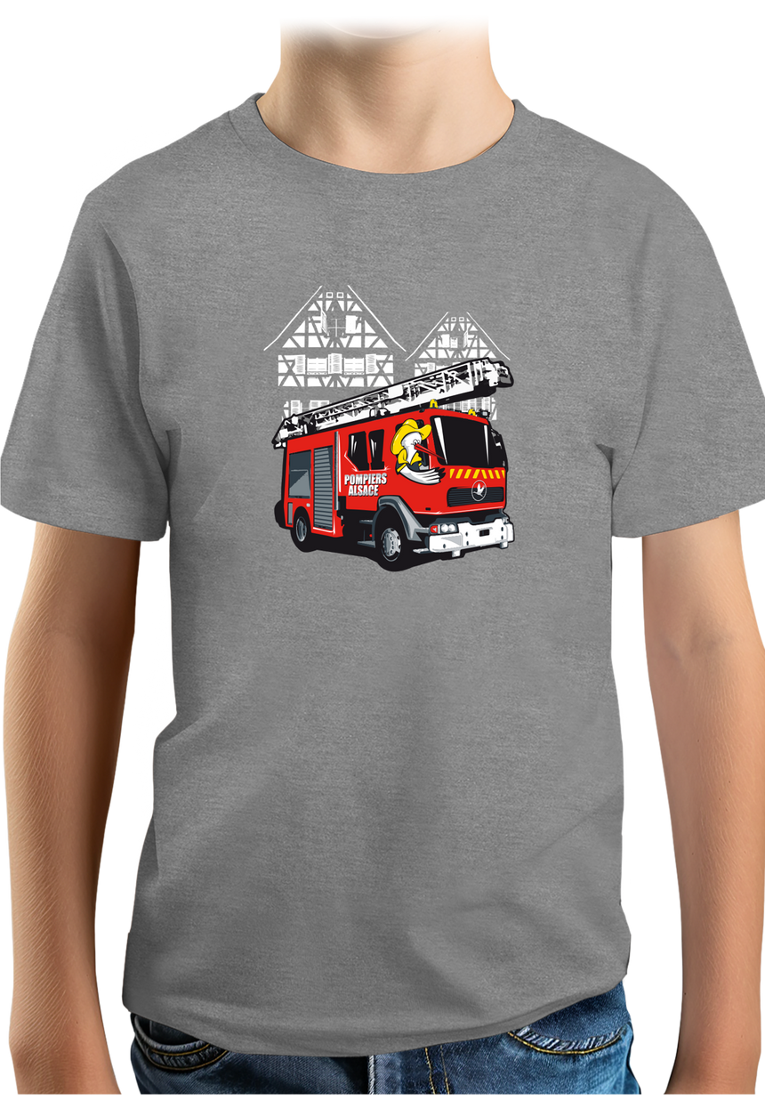 T-Shirt Garçon Les cigognes, les Pompiers Alsacien