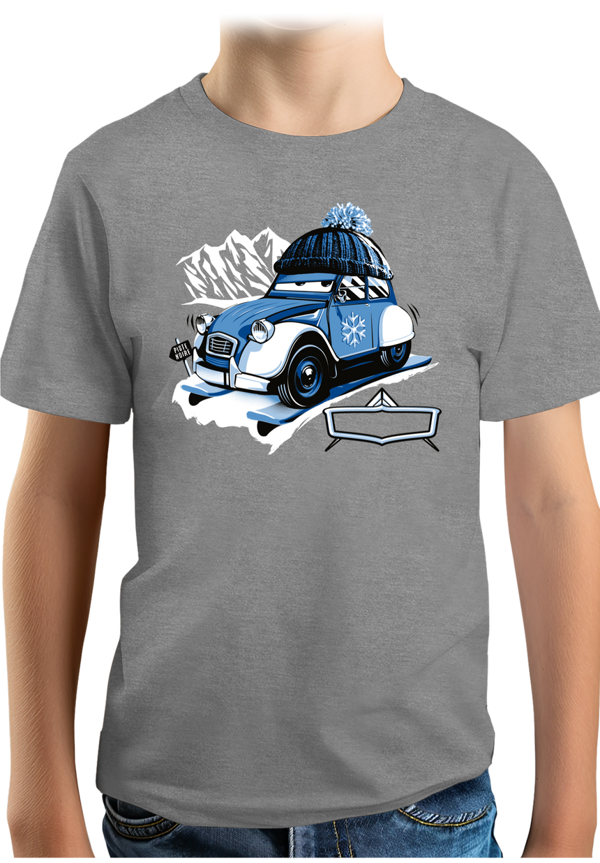 T-Shirt Garçon Voiture 2CV au ski