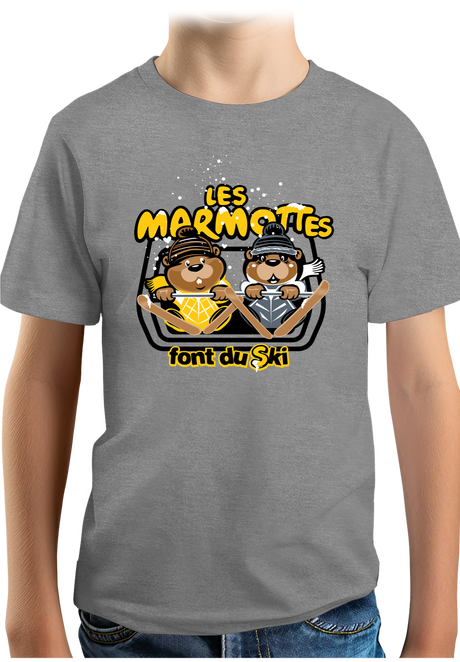 T-Shirt Garçon Les marmottes font du ski