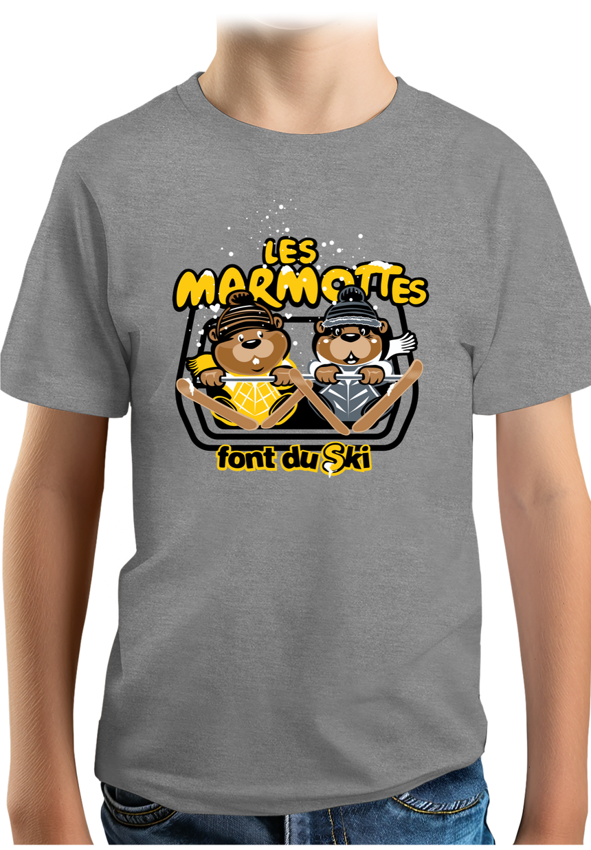 T-Shirt Garçon Les marmottes font du ski