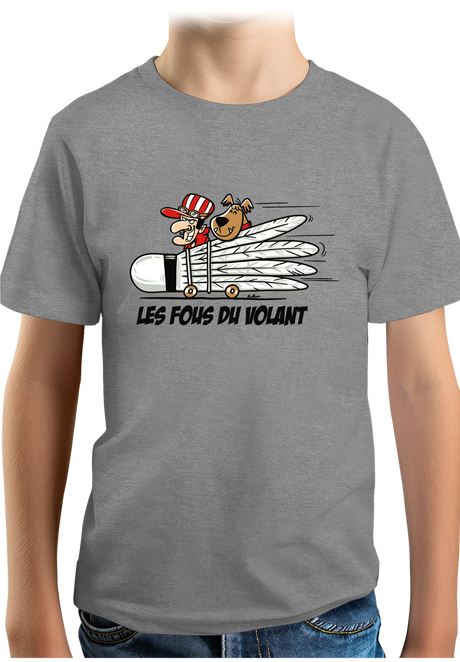 T-Shirt Garçon Les fous du Volant de badminton