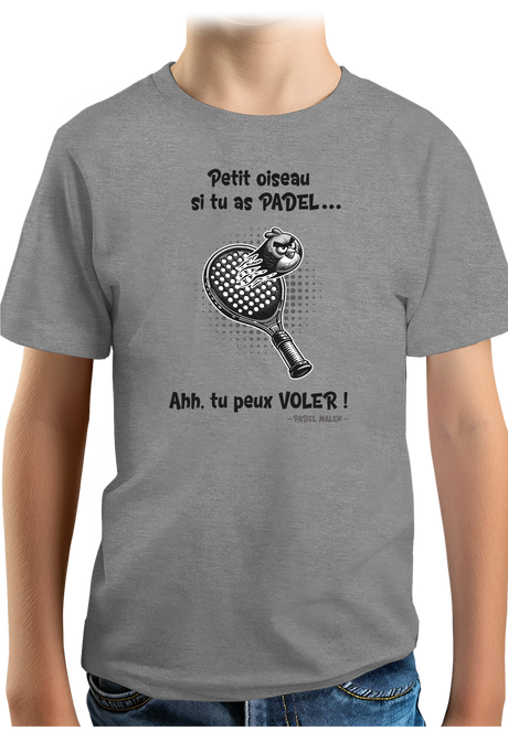 T-Shirt Garçon Padel avec l'oiseau énervé