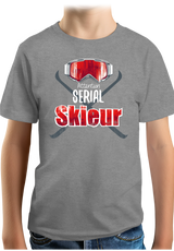 T-Shirt Garçon Attention serial skieur
