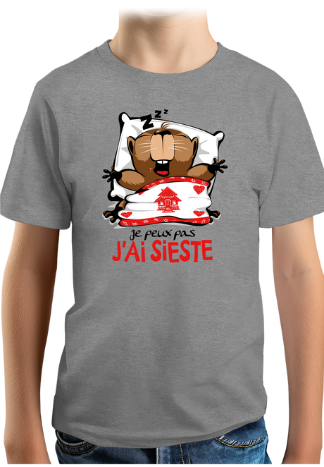 T-Shirt Garçon Je peux pas j'ai sieste marmotte