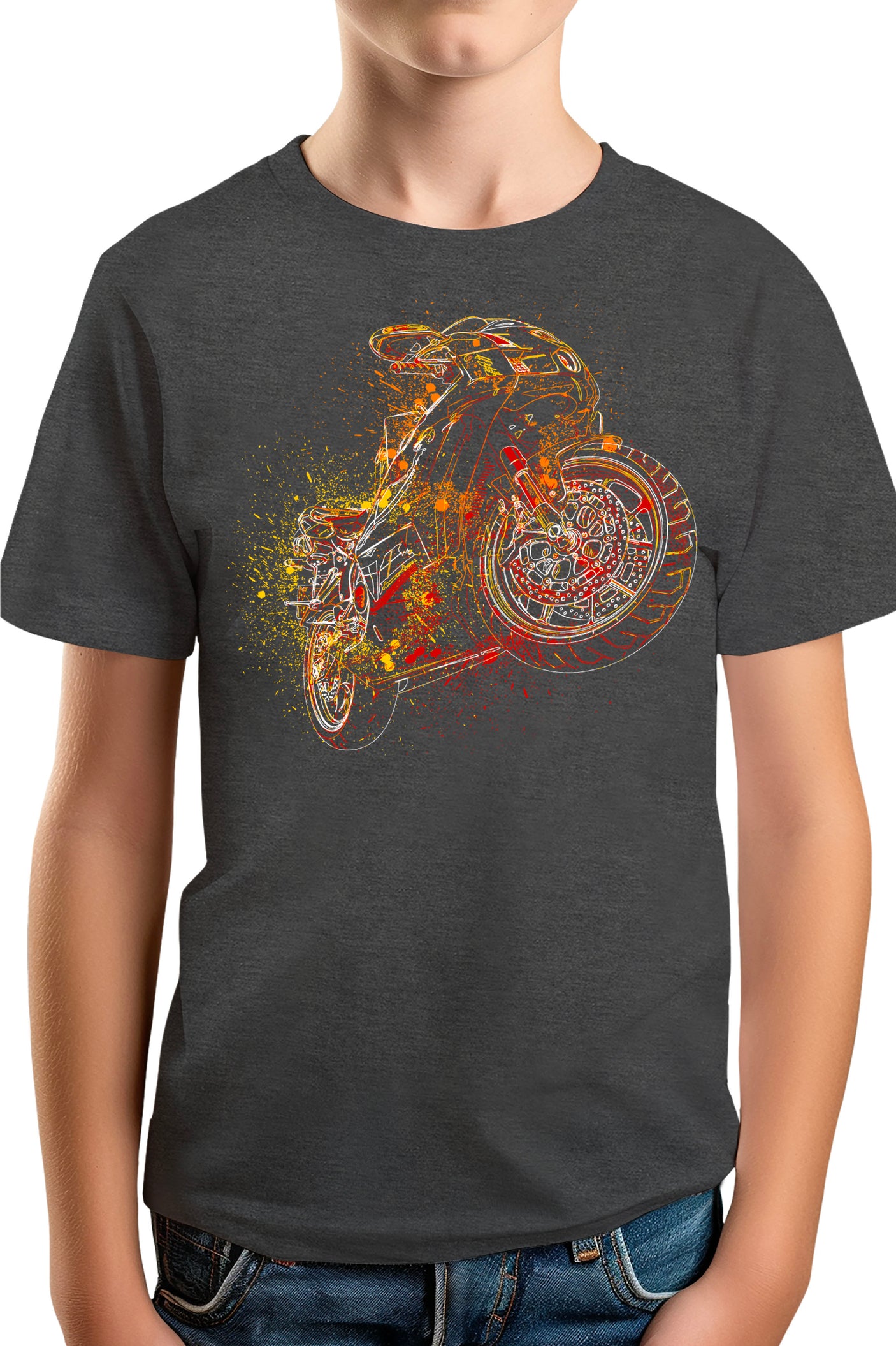 T-Shirt Garçon Dessin moto abstrait