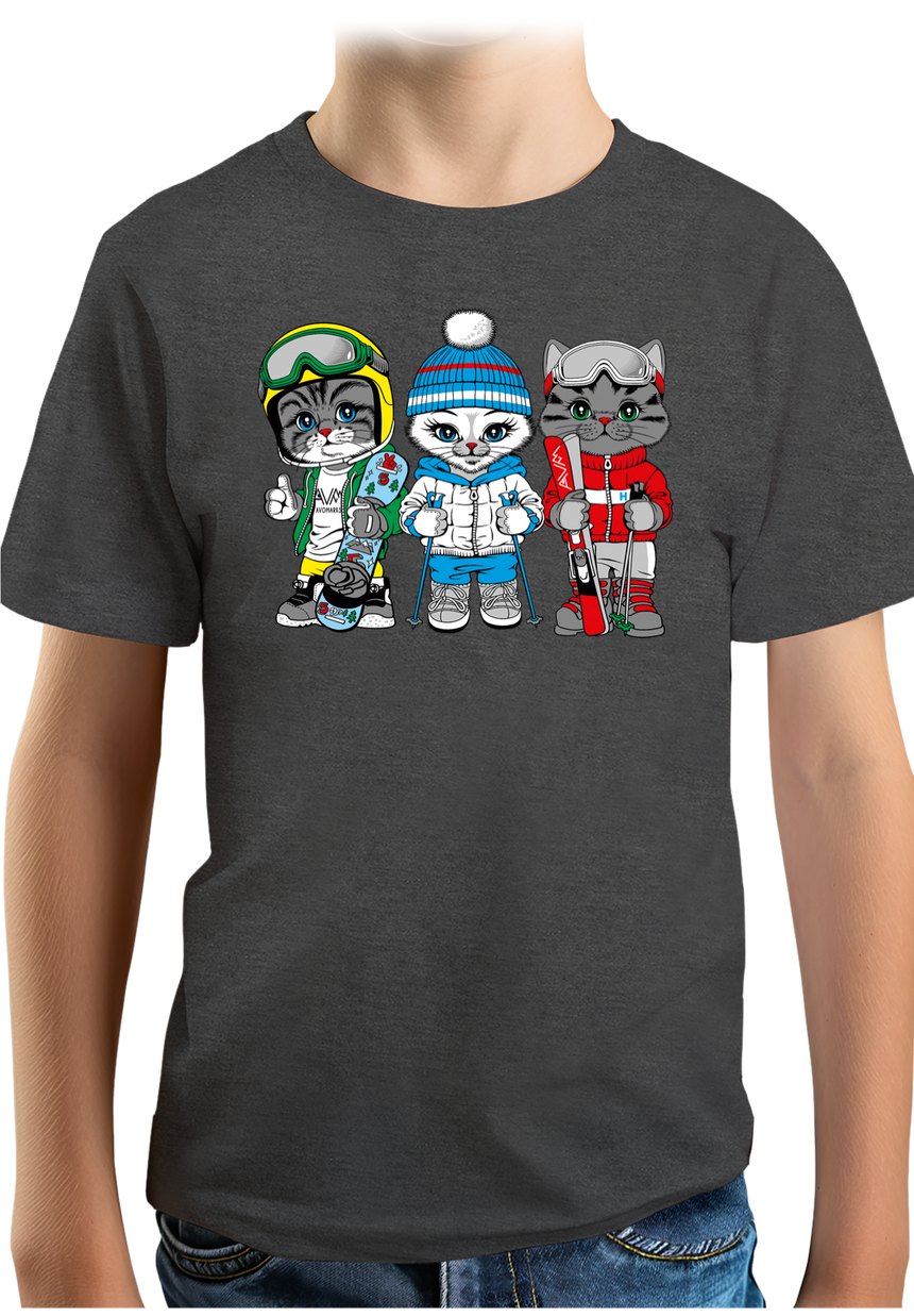 T-Shirt Garçon Les chats au ski (recto/verso)