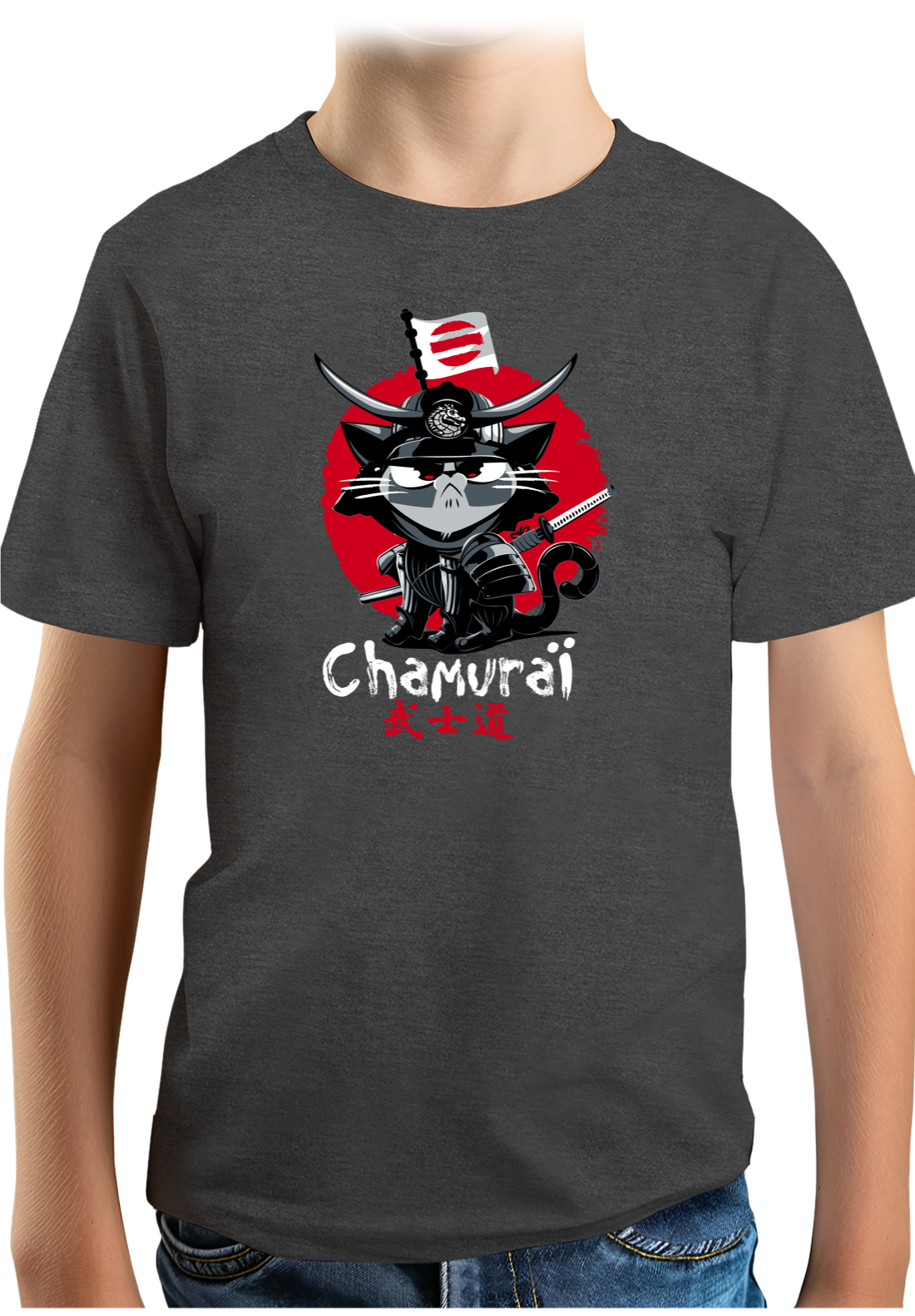 T-Shirt Garçon Chat en samouraï