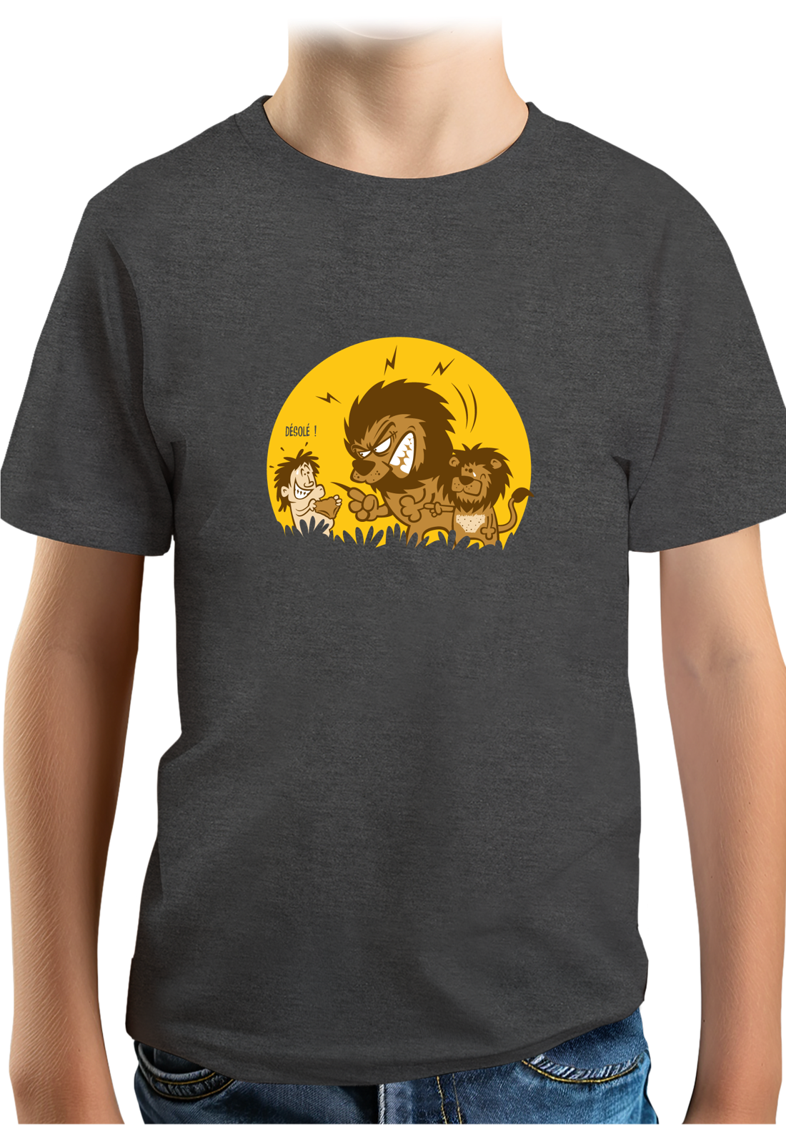 T-Shirt Garçon Lion et bébé dans la savane