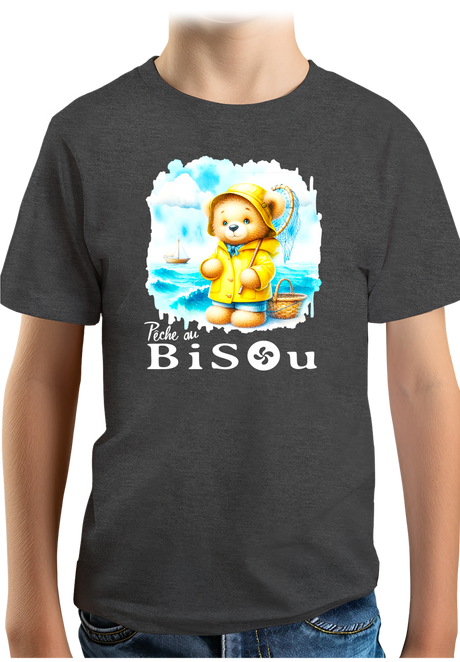 T-Shirt Garçon Ourson breton, pêche au bisou