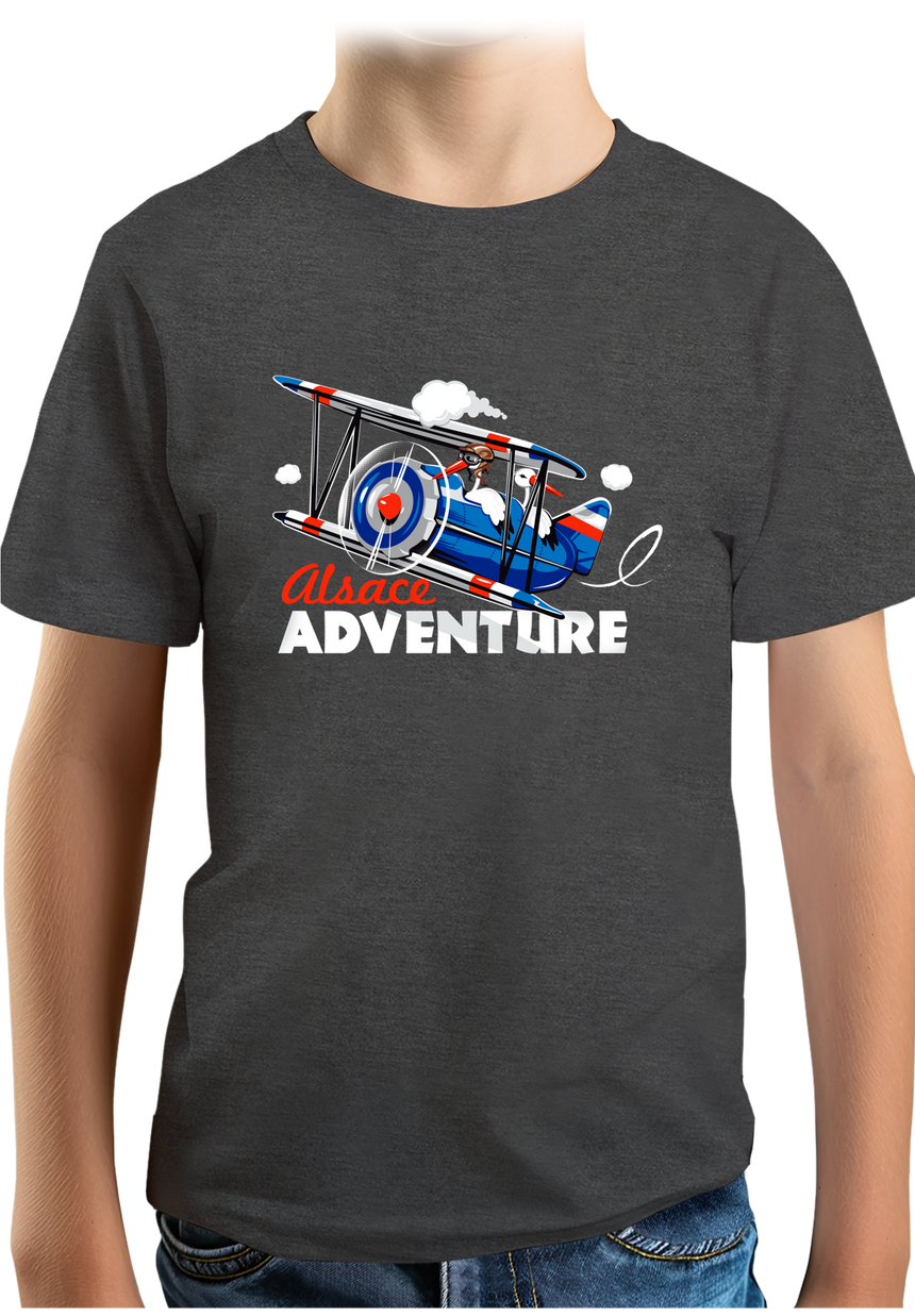 T-Shirt Garçon Cigogne dans l'avion en Alsace