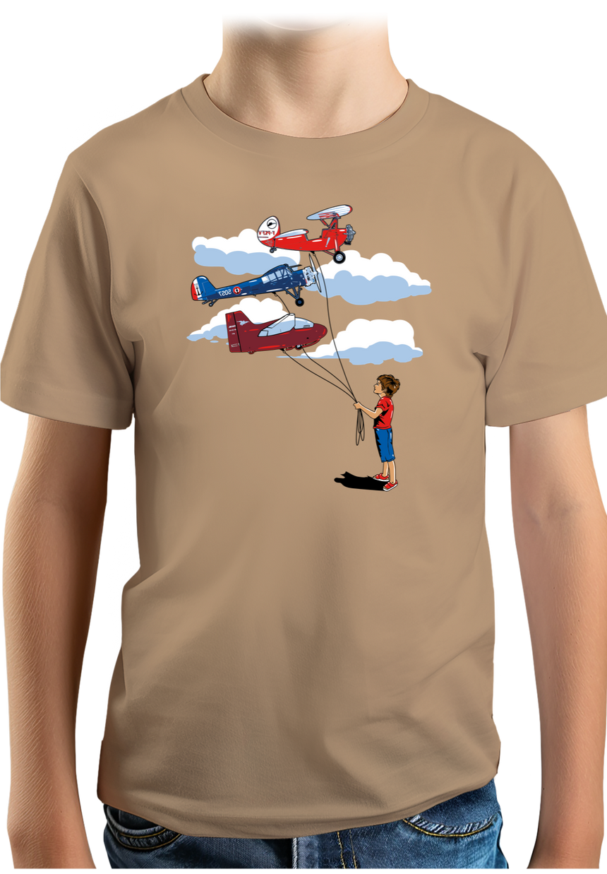 T-Shirt Garçon Enfant Avec 3 ballons Avion