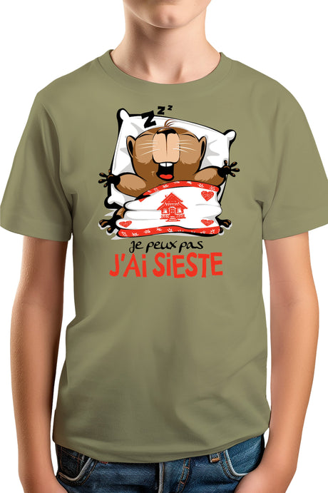 T-Shirt Garçon Je peux pas j'ai sieste marmotte