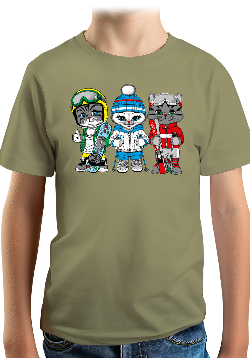 T-Shirt Garçon Les chats au ski (recto/verso)