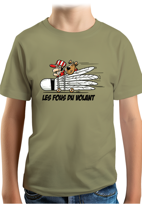 T-Shirt Garçon Les fous du Volant de badminton