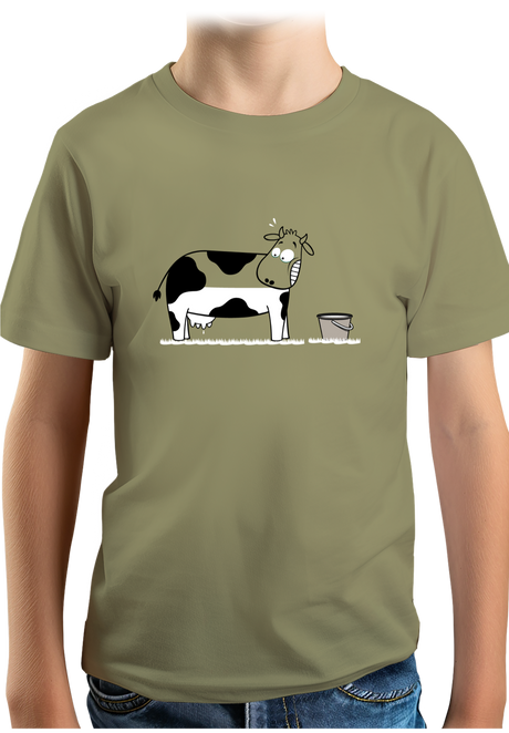 T-Shirt Garçon Vache à moitié pleine de lait