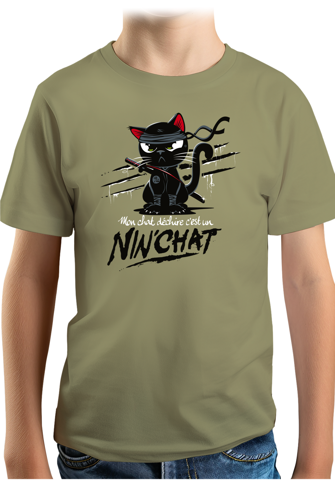 T-Shirt Garçon Mon chat déchire tout c'est un ninja