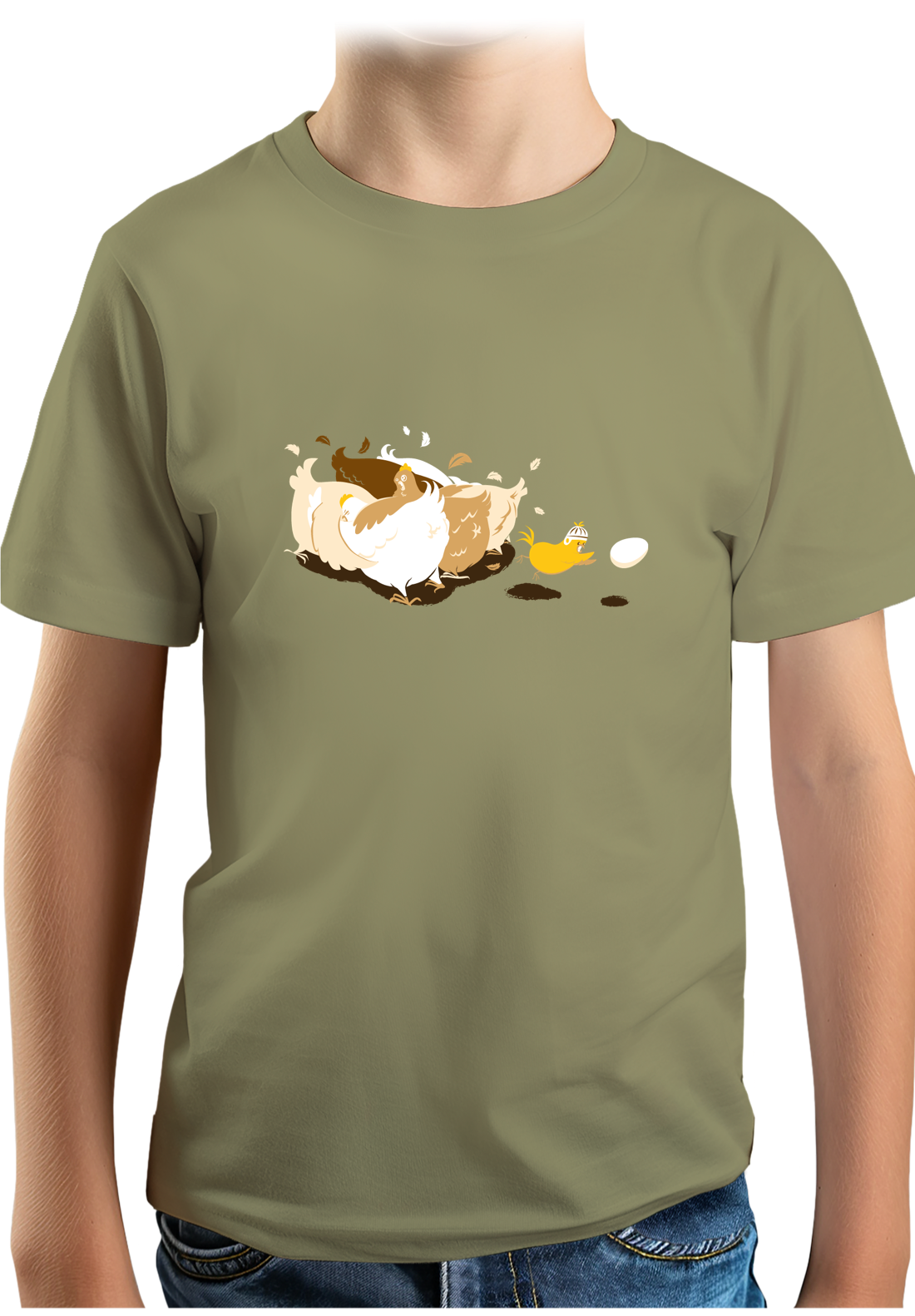 T-Shirt Garçon Poule et poussin qui jouent au rugby