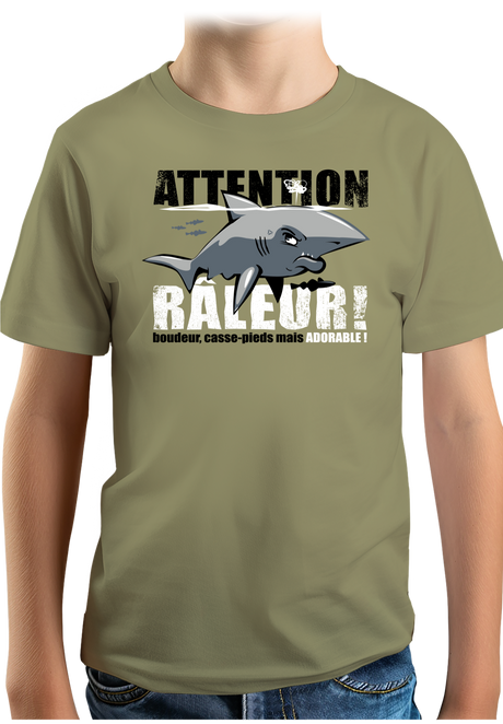 T-Shirt Garçon Attention requin râleur