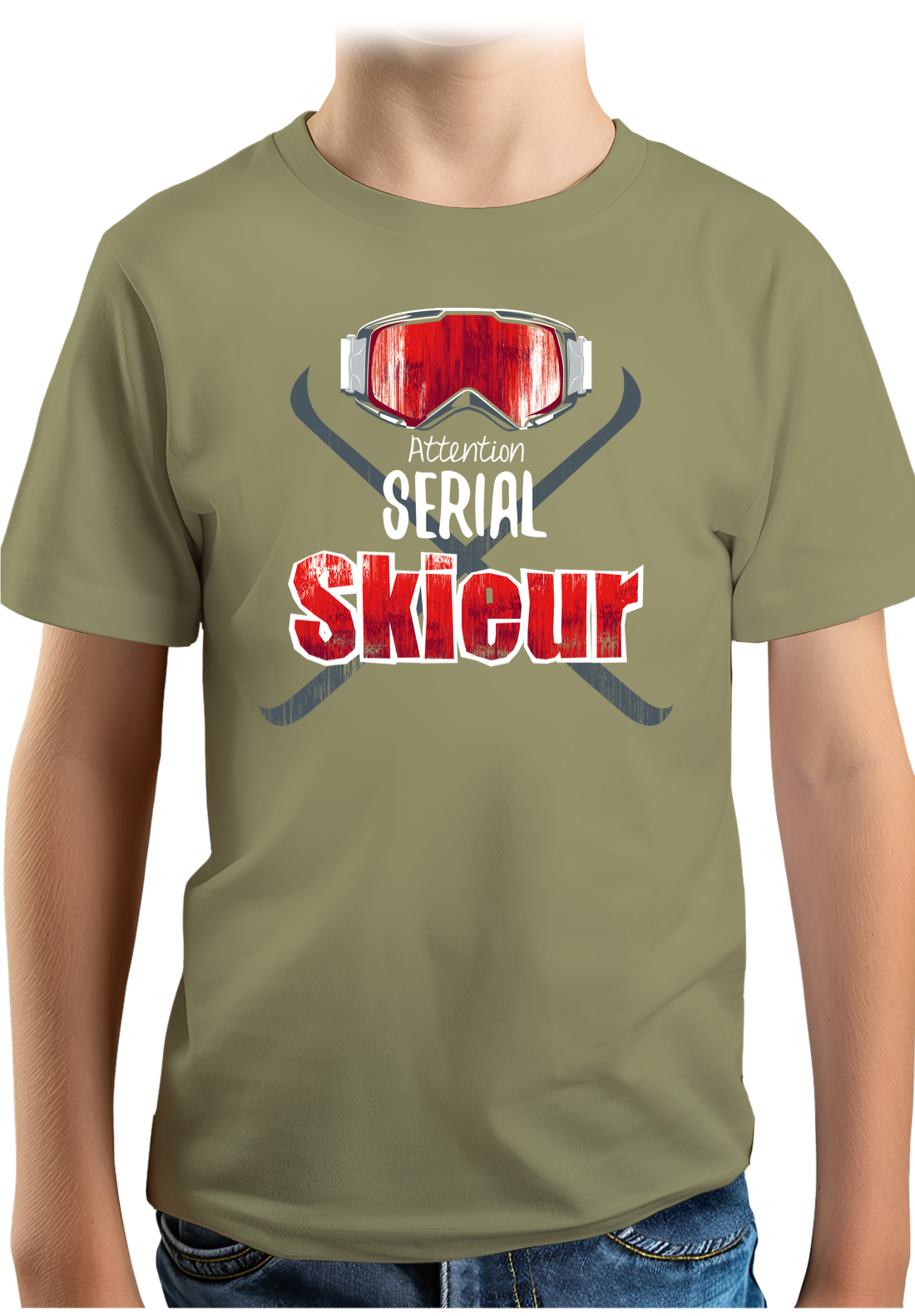 T-Shirt Garçon Attention serial skieur